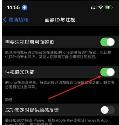 月湖苹果14维修网点分享iPhone14注视感知功能有什么用 